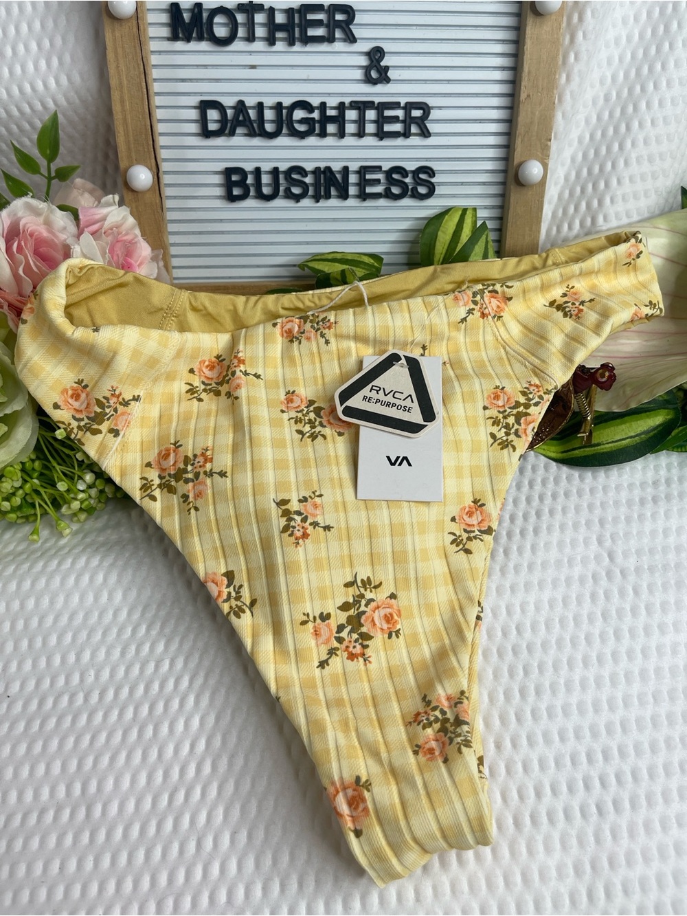 RVCA Girls' Yellow Floral Bikini Bottom